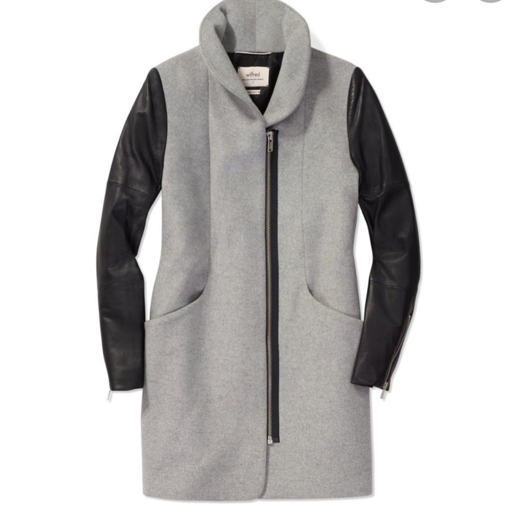 Aritzia Cocoon Coat Leather and Wool
